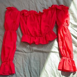 Red Off the Shoulder Top